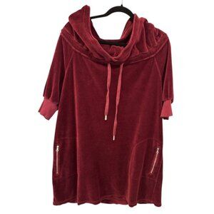 Juicy Couture maroon velour hooded shirt dress size M
